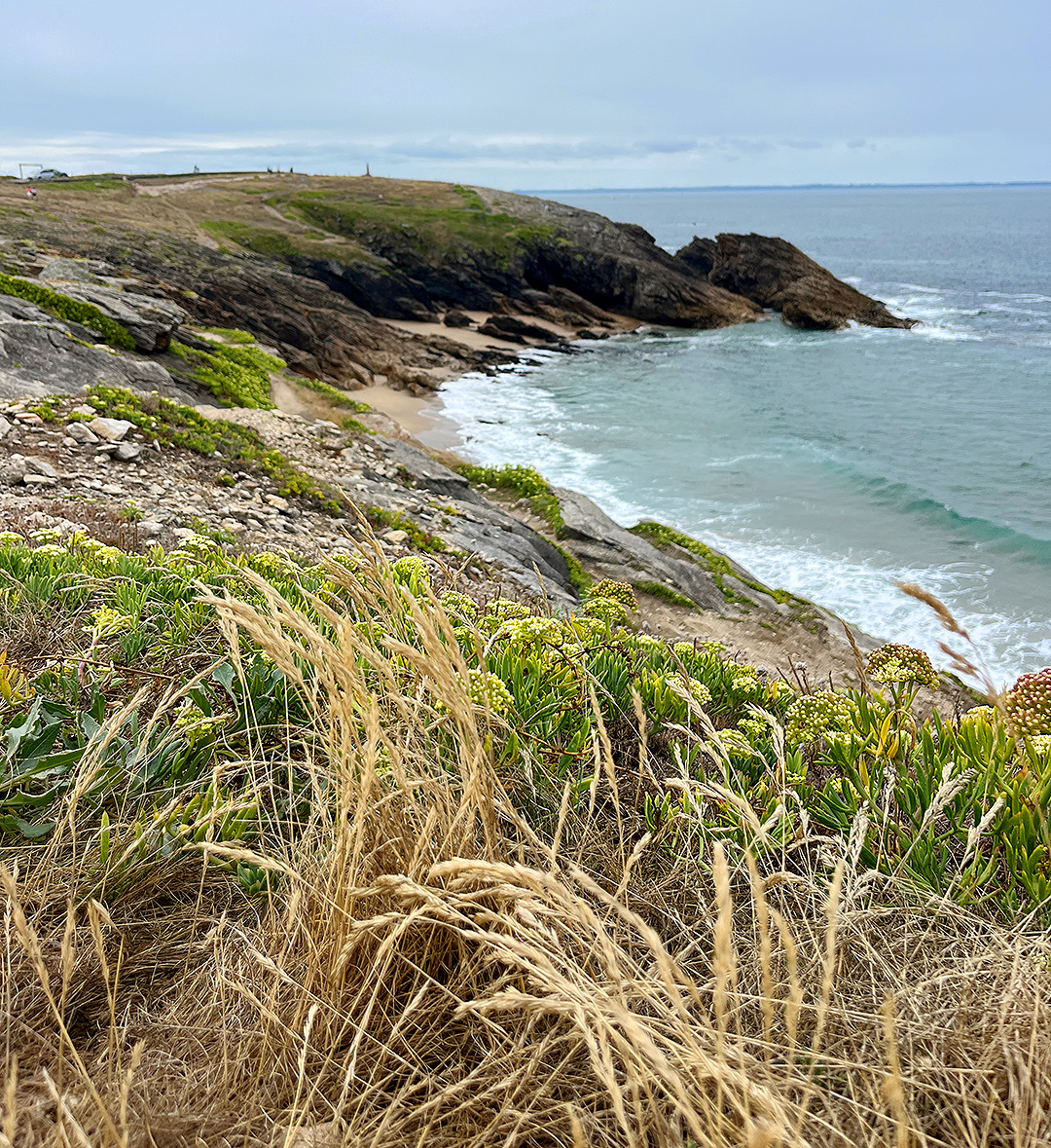 Bretagne mit Kindern - Südküste Bretagne mit Kindern. Hier zu sehen eine schöne Bucht umrahmt von hohen Klippen an der Côte Sauvage.